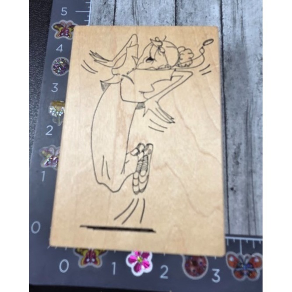 Art Impressions Old Woman Jumping Leaping Joy F1933 Rubber Stamp Wood #H34